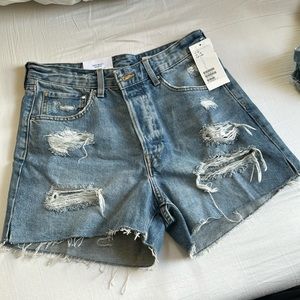 H&M denim high waisted distressed shorts